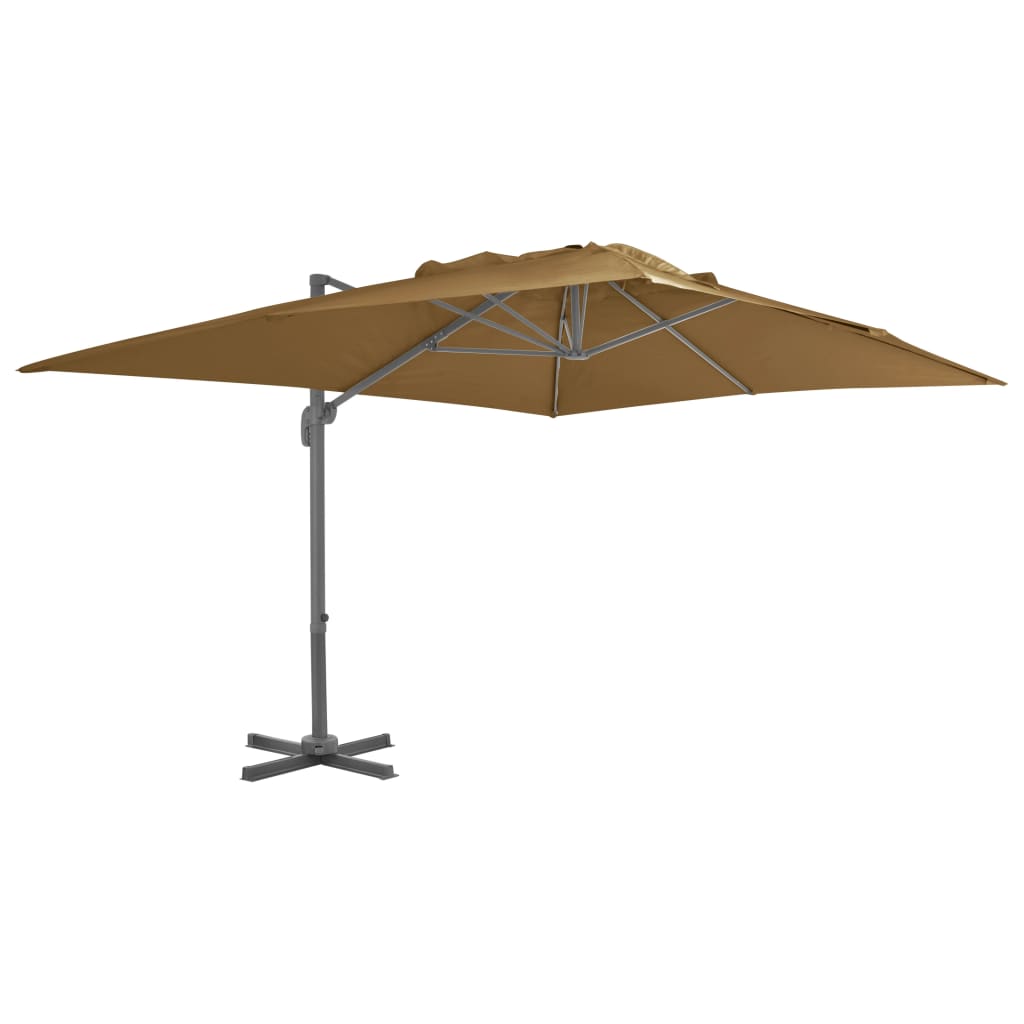 vidaXL Umbrelă de soare de grădină, bază portabilă, taupe