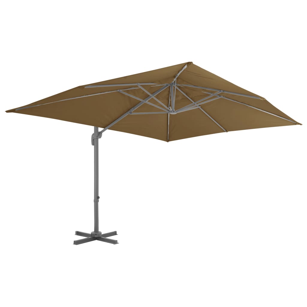 vidaXL Umbrelă de soare de grădină, bază portabilă, taupe