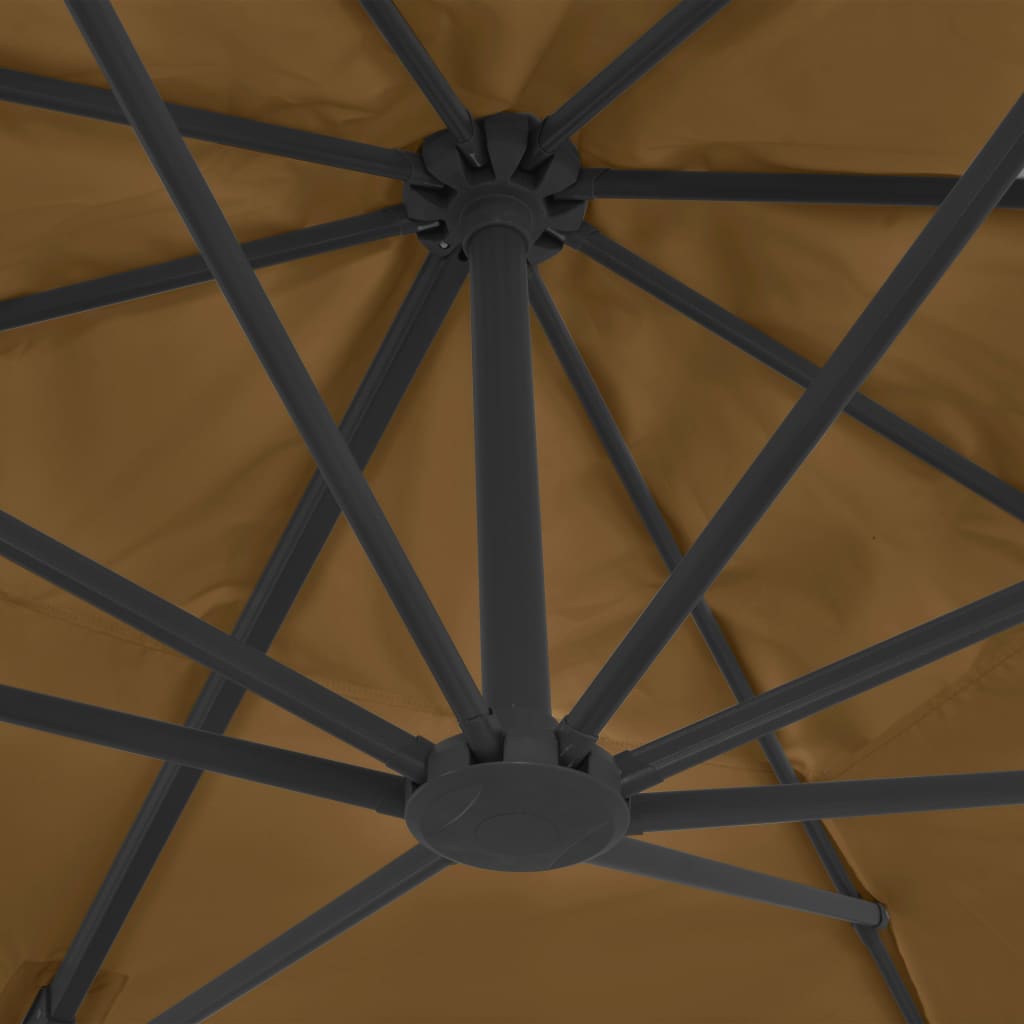 vidaXL Umbrelă de soare de grădină, bază portabilă, taupe