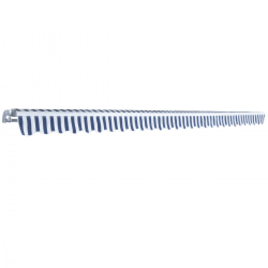 vidaXL Copertină pliabilă acționată manual, albastru/alb, 600 cm