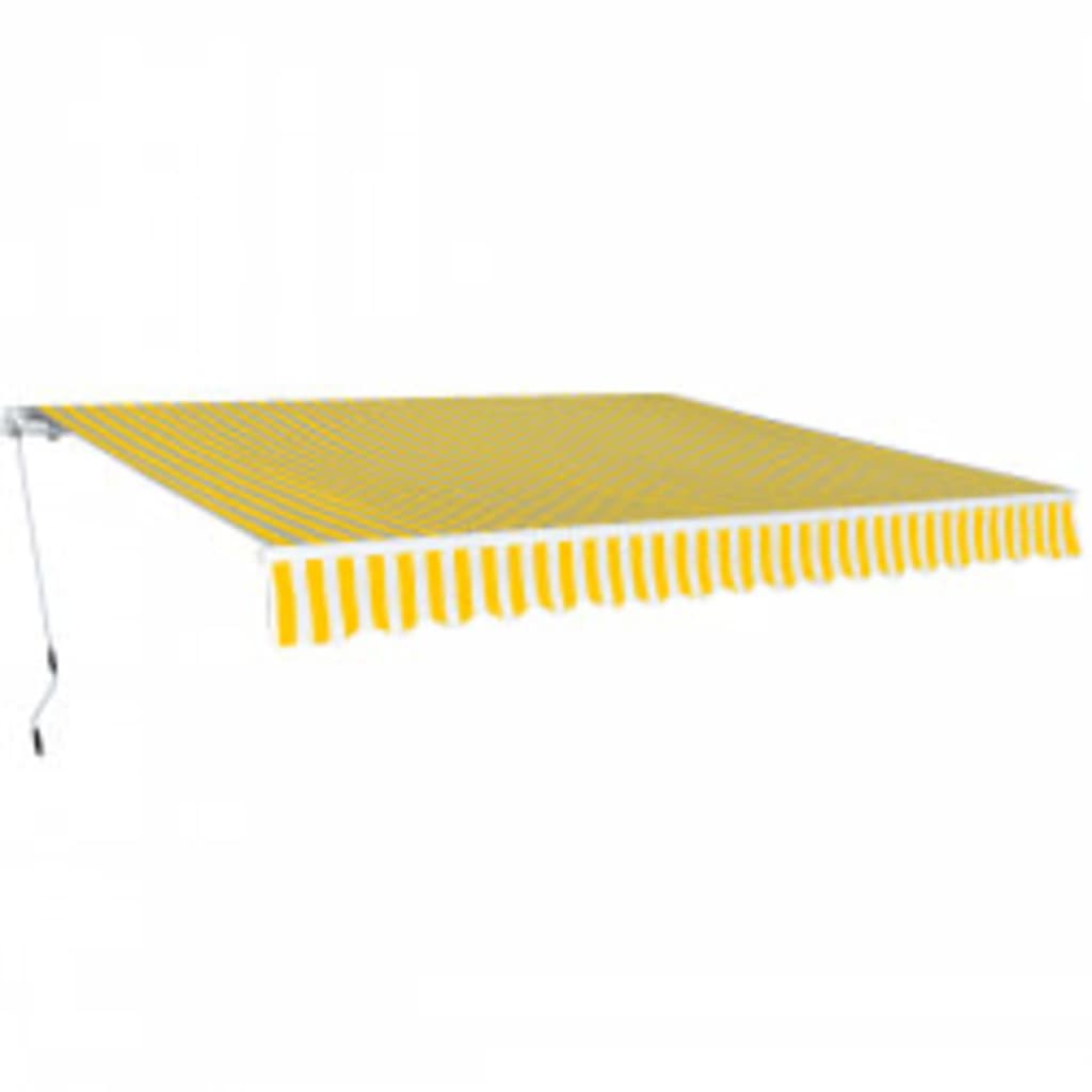 vidaXL Copertină pliabilă acționată manual, galben/alb, 600 cm vidaXL Copertină pliabilă acționată manual, galben/alb, 600 cm