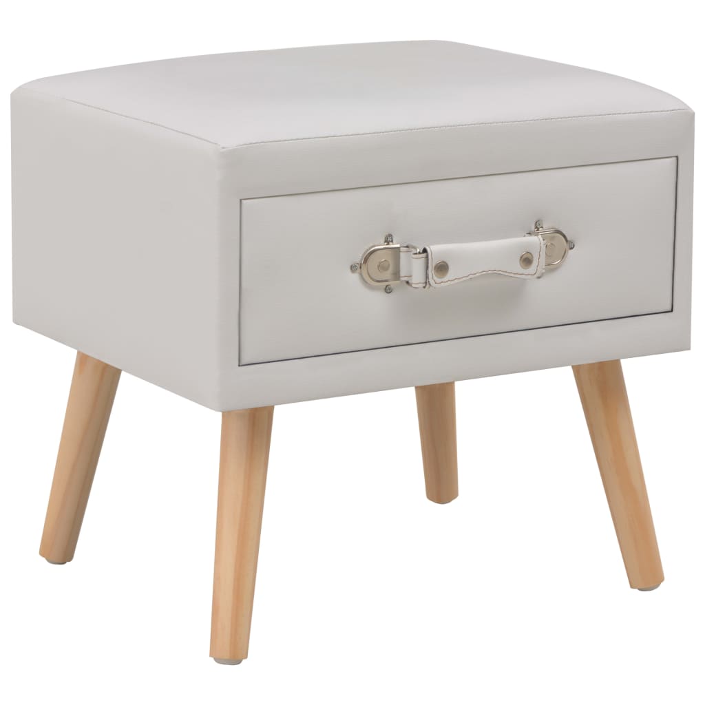 vidaXL Noptiere, 2 buc., alb, 40 x 35 x 40 cm, piele ecologică