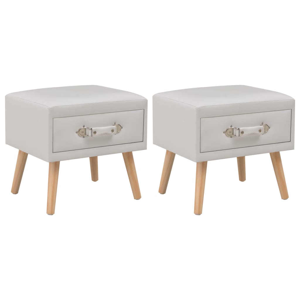 vidaXL Noptiere, 2 buc., alb, 40 x 35 x 40 cm, piele ecologică