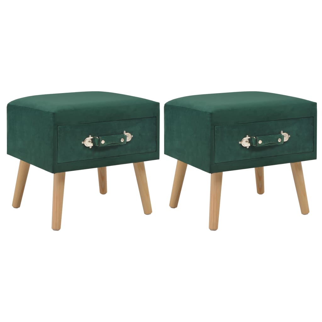 vidaXL Noptiere, 2 buc., verde, 40 x 35 x 40 cm, catifea vidaXL Noptiere, 2 buc., verde, 40 x 35 x 40 cm, catifea