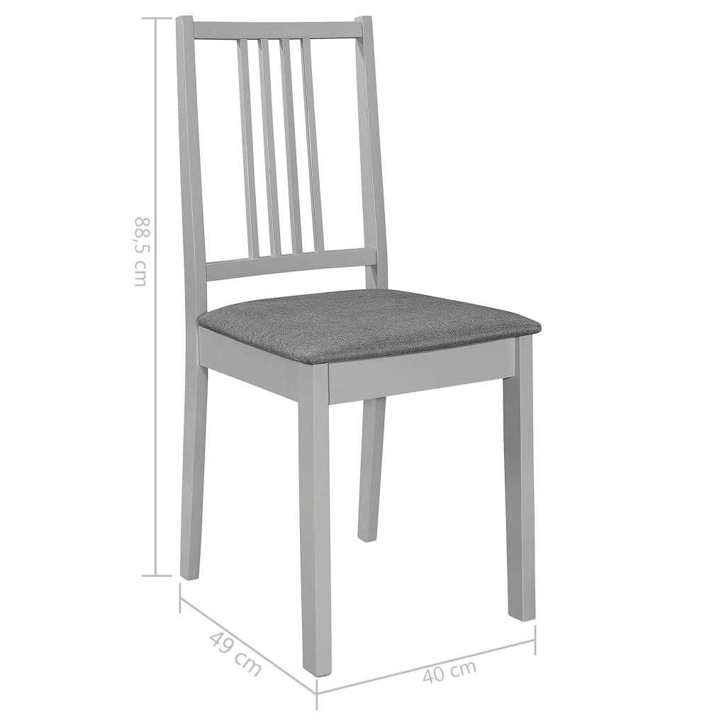 vidaXL Scaune de bucătărie cu perne, 6 buc., gri, lemn masiv