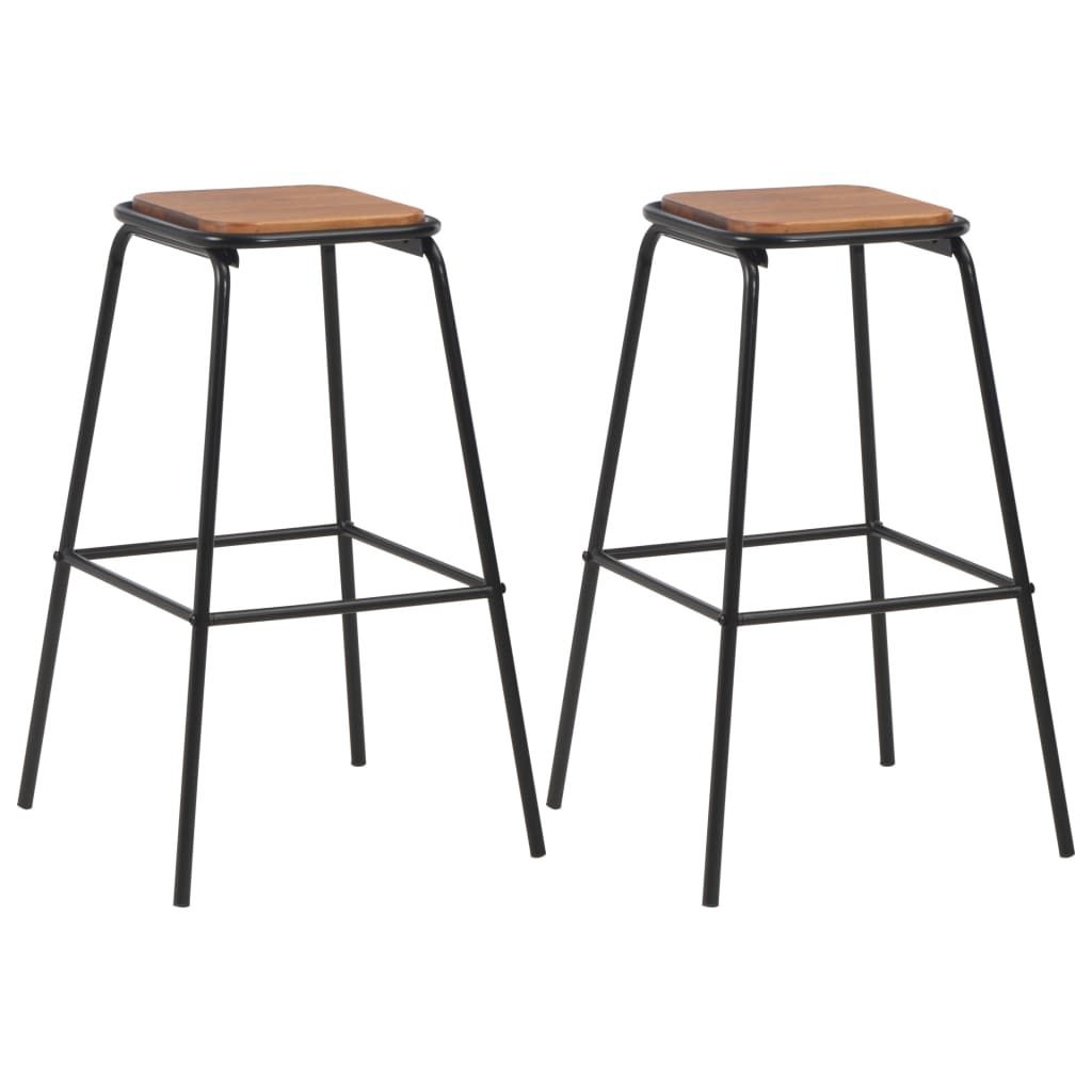 vidaXL Set mobilier de bar, 3 piese, maro-negru, oțel vidaXL Set mobilier de bar, 3 piese, maro-negru, oțel