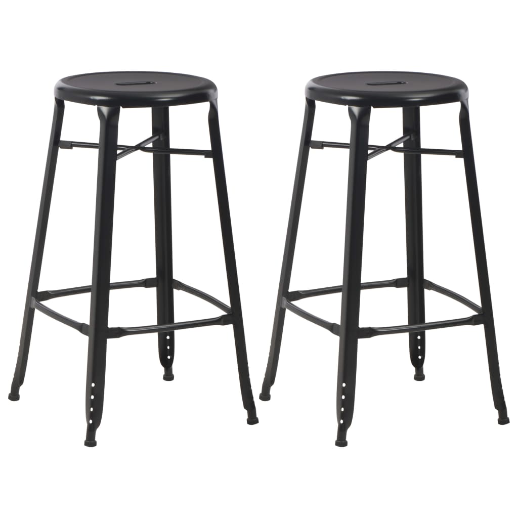 vidaXL Set mobilier de bar, 3 piese, negru, oțel vidaXL Set mobilier de bar, 3 piese, negru, oțel