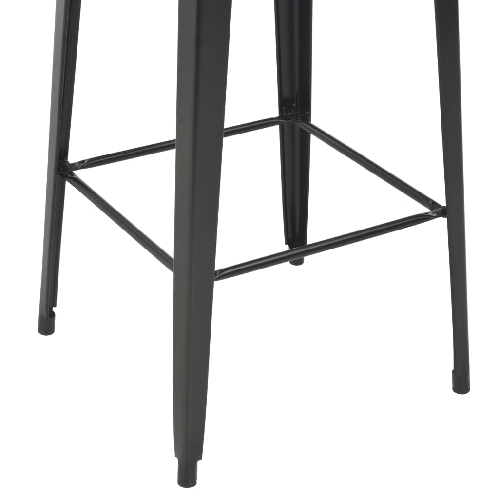 vidaXL Set mobilier de bar, 3 piese, maro și negru, oțel vidaXL Set mobilier de bar, 3 piese, maro și negru, oțel