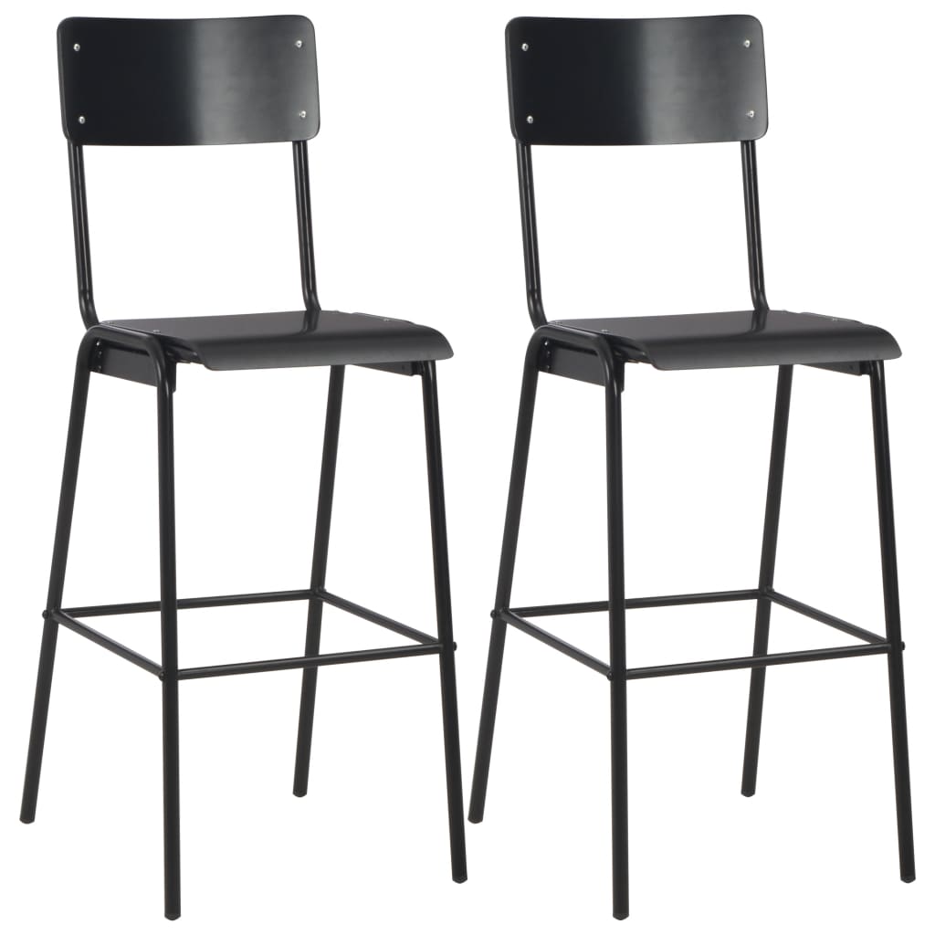 vidaXL Set mobilier de bar, 3 piese, negru, oțel vidaXL Set mobilier de bar, 3 piese, negru, oțel