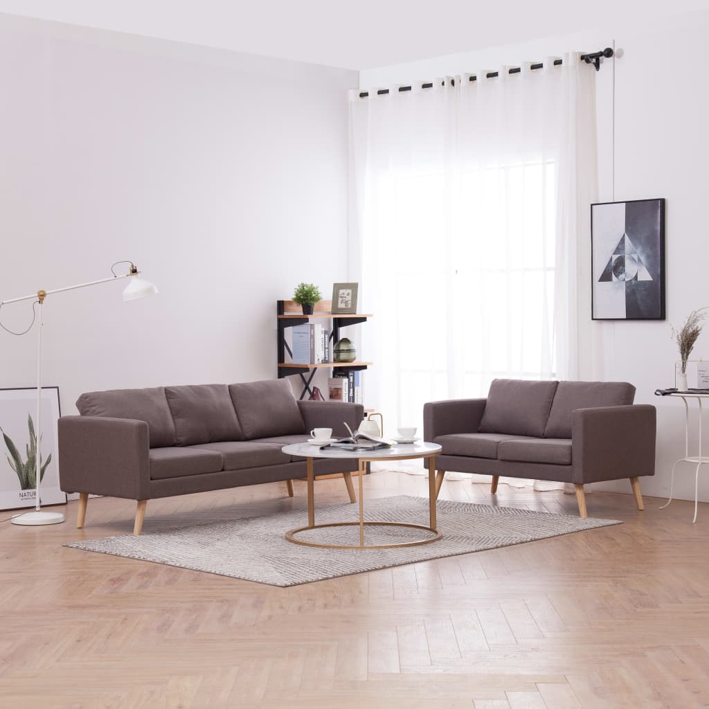 vidaXL Set de canapele, 2 piese, gri taupe, material textil vidaXL Set de canapele, 2 piese, gri taupe, material textil