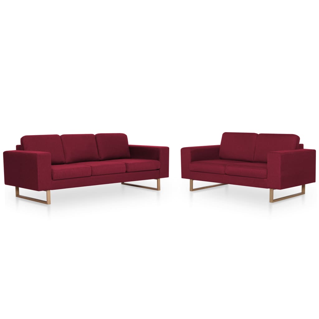 vidaXL Set de canapele, 2 piese, bordo, material textil vidaXL Set de canapele, 2 piese, bordo, material textil