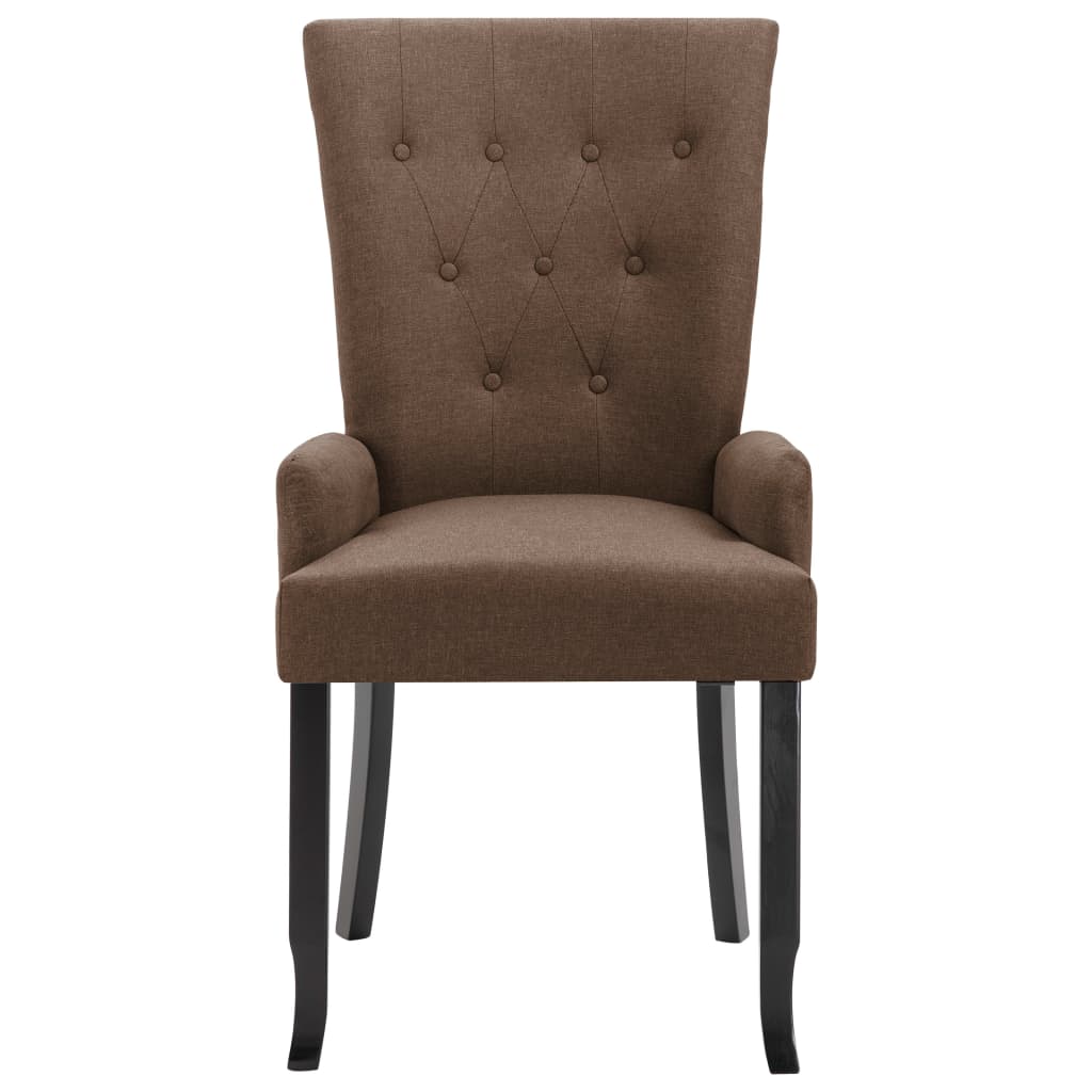 vidaXL Scaune de bucătărie cu brațe, 4 buc., maro, material textil
