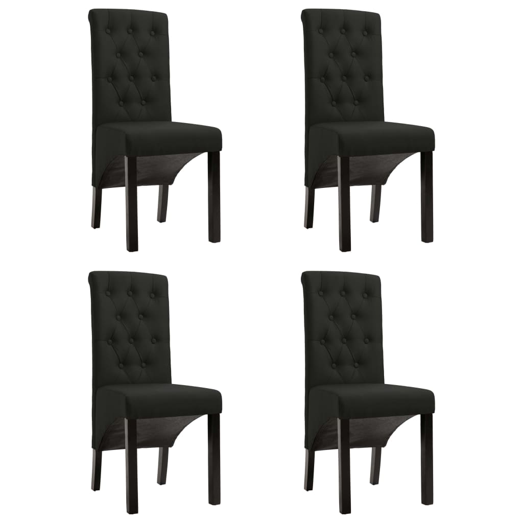 vidaXL Scaune de bucătărie, 4 buc., negru, material textil vidaXL Scaune de bucătărie, 4 buc., negru, material textil