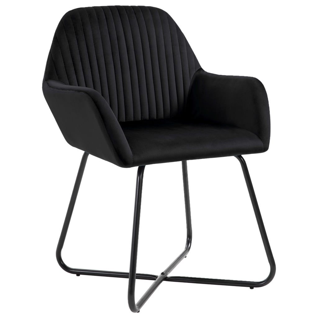vidaXL Scaune de sufragerie, 6 buc, negru, catifea