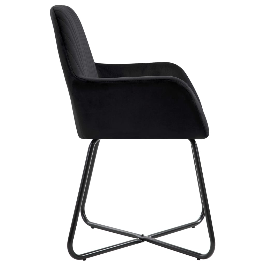 vidaXL Scaune de sufragerie, 6 buc, negru, catifea