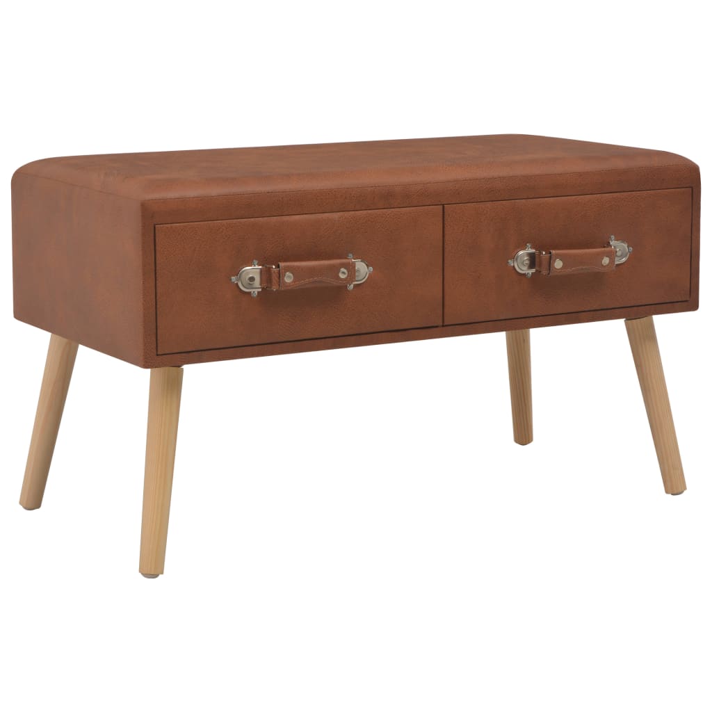 vidaXL Bancă cu sertare, maro, 80 cm, piele ecologică vidaXL Bancă cu sertare, maro, 80 cm, piele ecologică