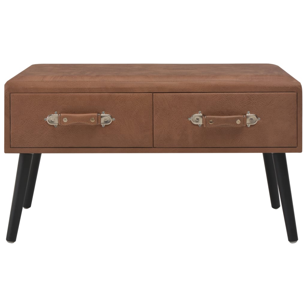 vidaXL Banchetă cu sertare, 80 cm, maro închis, piele ecologică
