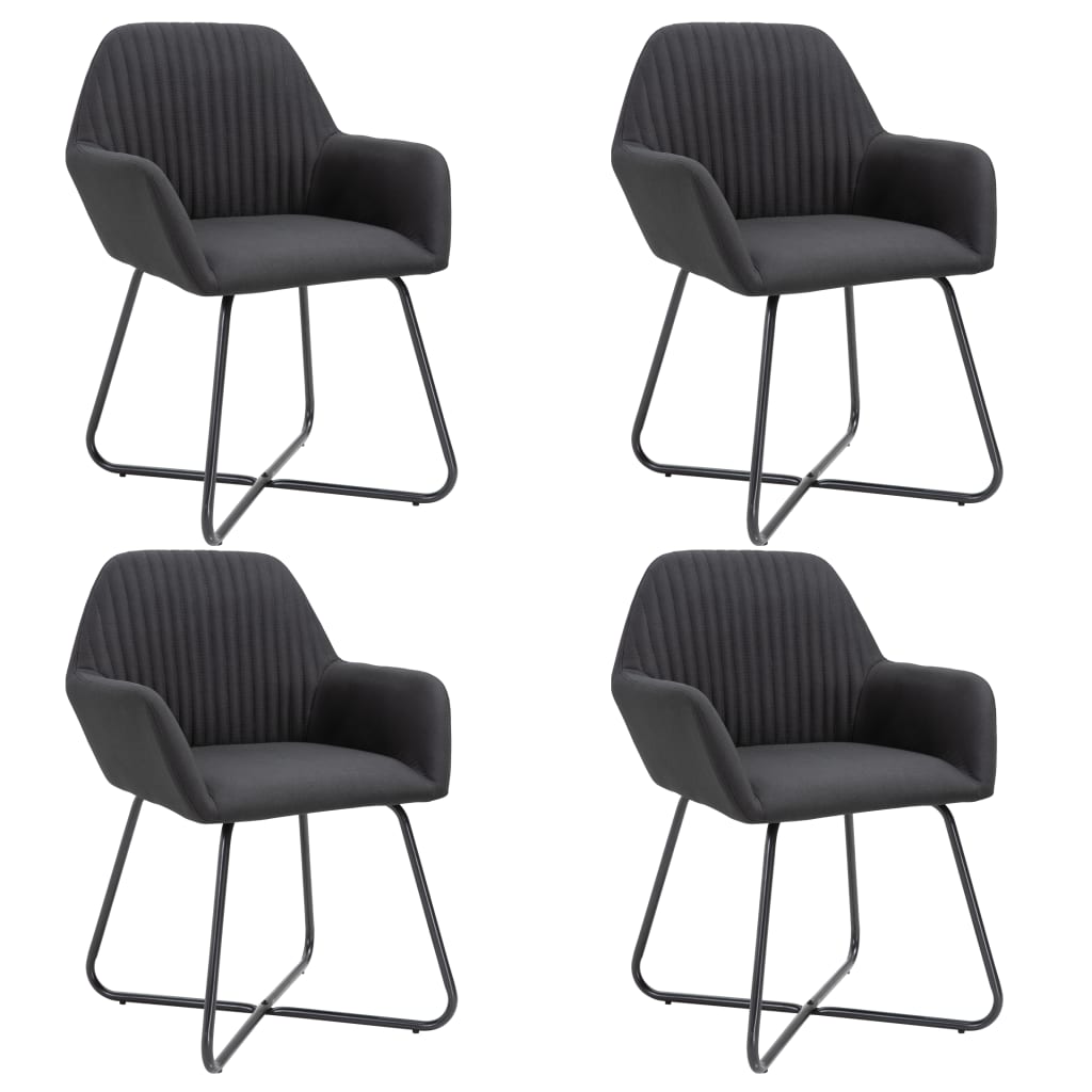 vidaXL Scaune de bucătărie, 4 buc., negru, material textil vidaXL Scaune de bucătărie, 4 buc., negru, material textil