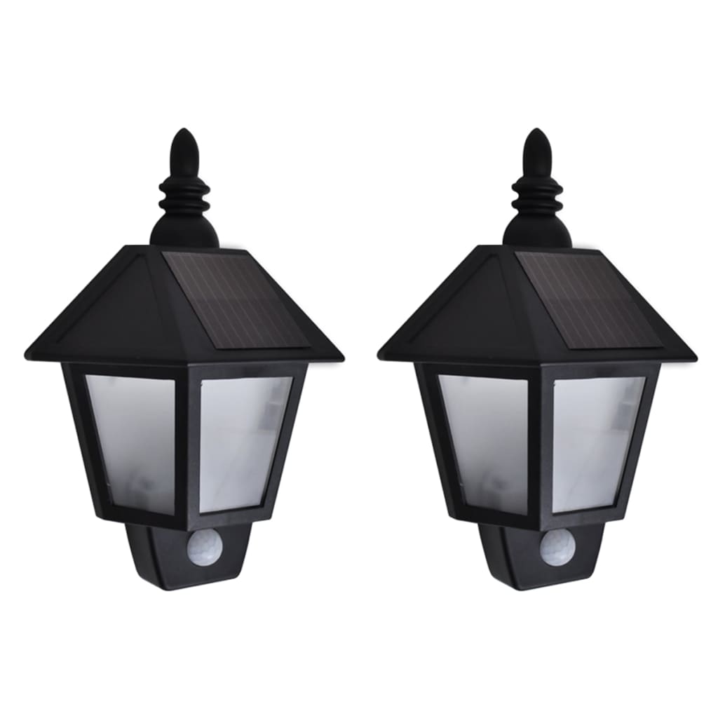 vidaXL Lămpi solare de perete cu senzor de mișcare, 2 buc., negru vidaXL Lămpi solare de perete cu senzor de mișcare, 2 buc., negru