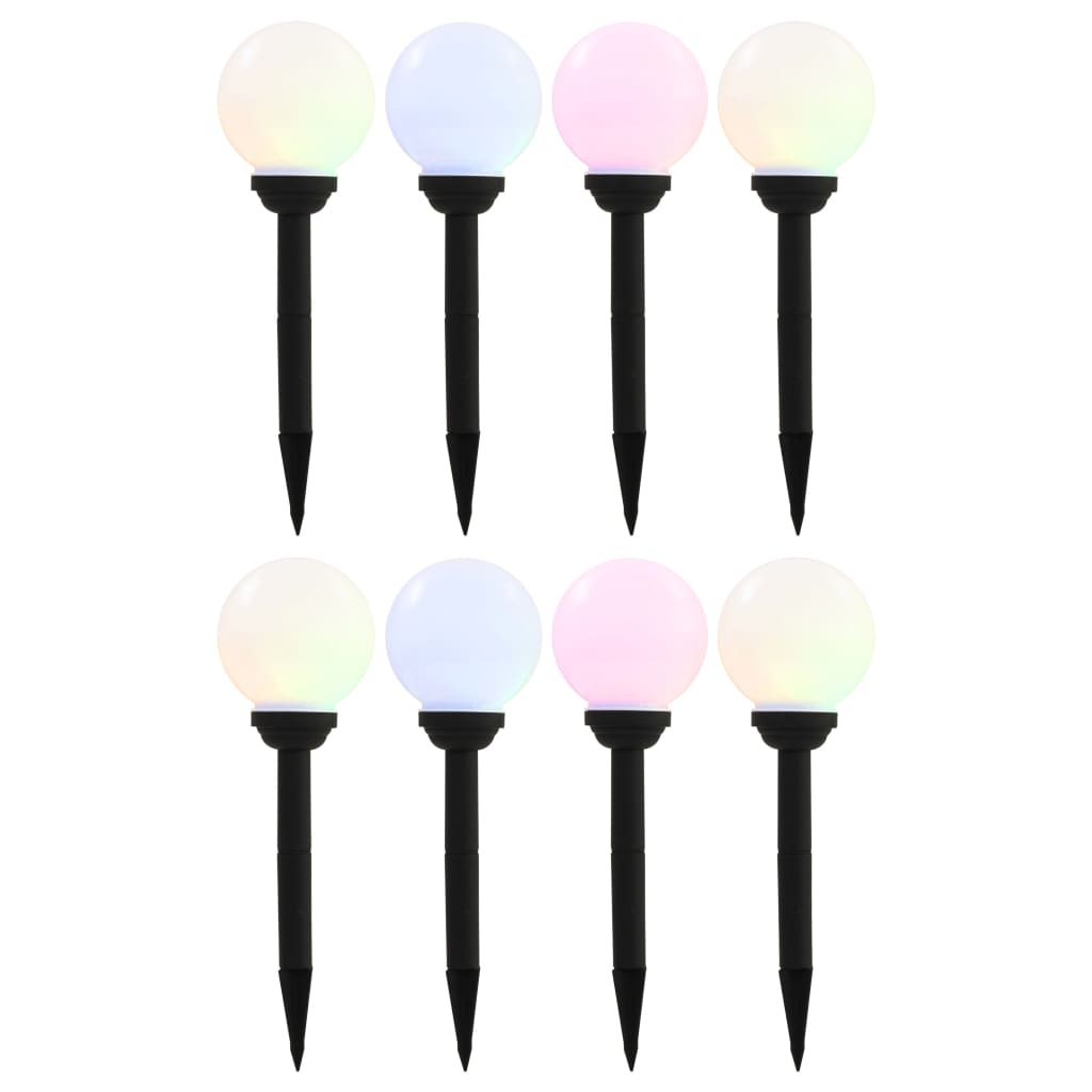 vidaXL Lămpi solare de exterior cu LED, 8 buc., 15 cm, RGB, sferic