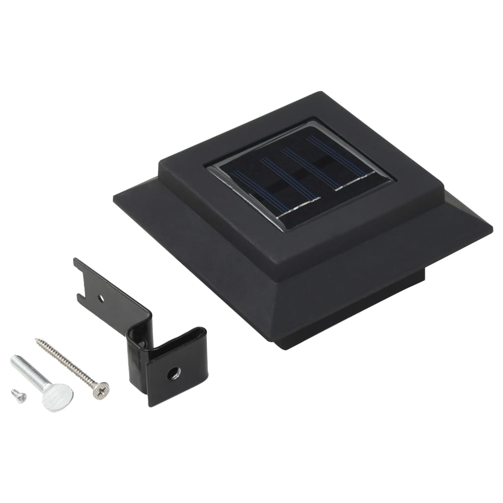 vidaXL Lămpi solare de exterior, 12 buc., negru, 12 cm, pătrat, LED