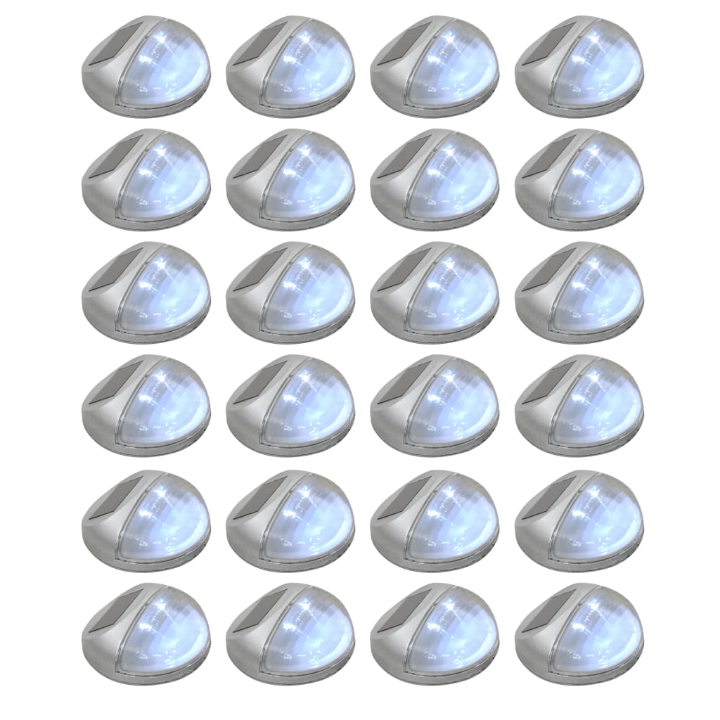 vidaXL Lămpi solare de perete exterior 24 buc. argintiu rotund LED