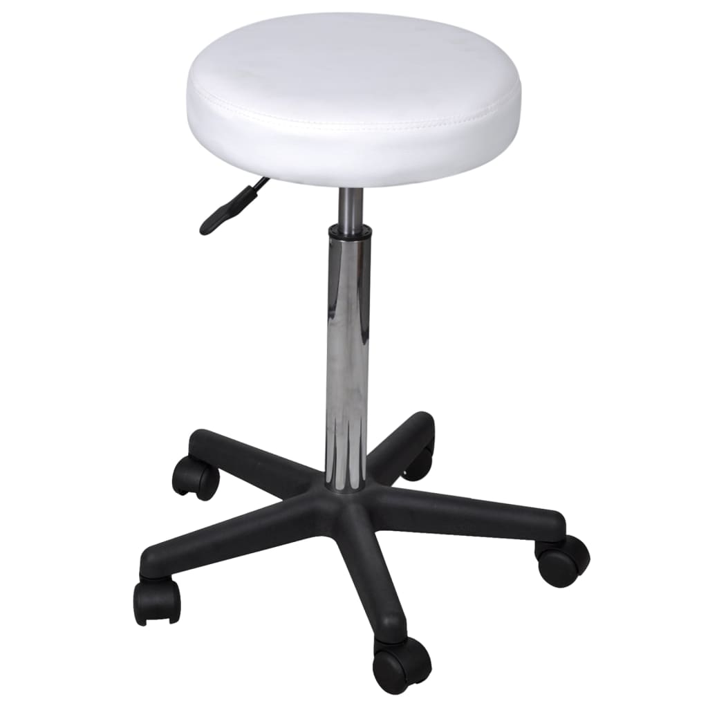 vidaXL Taburete de birou, 2 buc., alb, 35,5x84 cm, piele ecologică vidaXL Taburete de birou, 2 buc., alb, 35,5x84 cm, piele ecologică