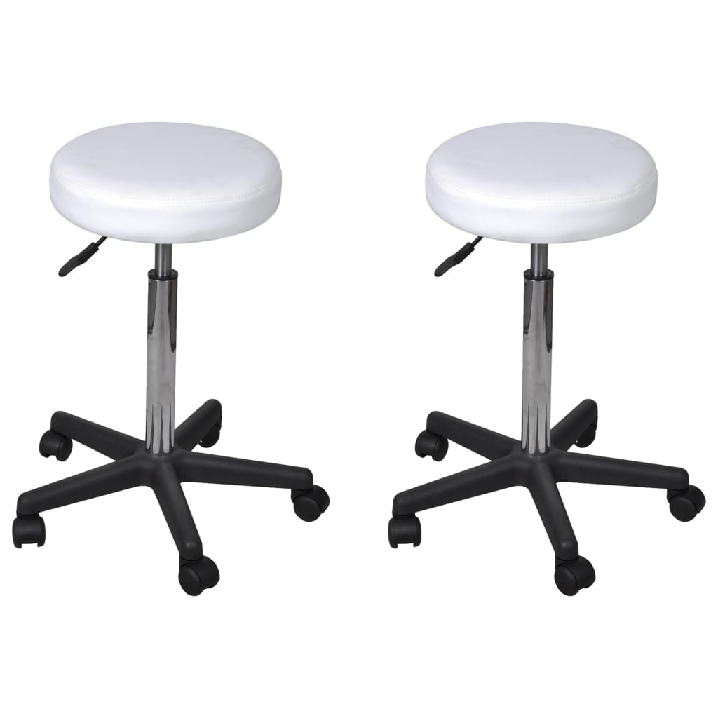 vidaXL Taburete de birou, 2 buc., alb, 35,5x84 cm, piele ecologică vidaXL Taburete de birou, 2 buc., alb, 35,5x84 cm, piele ecologică