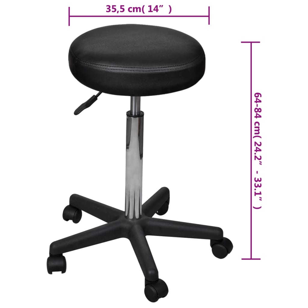 vidaXL Taburete de birou, 2 buc., negru, 35,5x84 cm, piele ecologică vidaXL Taburete de birou, 2 buc., negru, 35,5x84 cm, piele ecologică