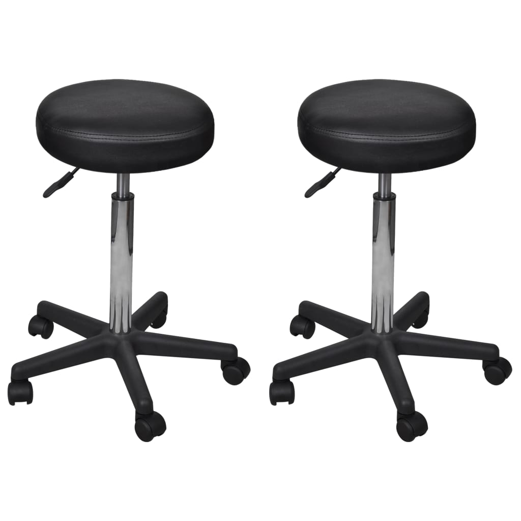 vidaXL Taburete de birou, 2 buc., negru, 35,5x84 cm, piele ecologică vidaXL Taburete de birou, 2 buc., negru, 35,5x84 cm, piele ecologică