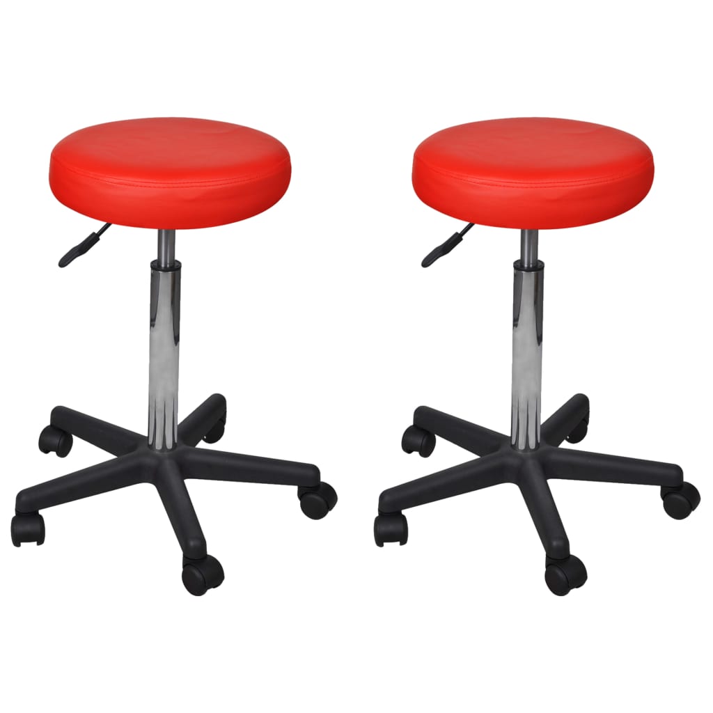 vidaXL Taburete de birou, 2 buc., roșu, 35,5x84 cm, piele ecologică vidaXL Taburete de birou, 2 buc., roșu, 35,5x84 cm, piele ecologică