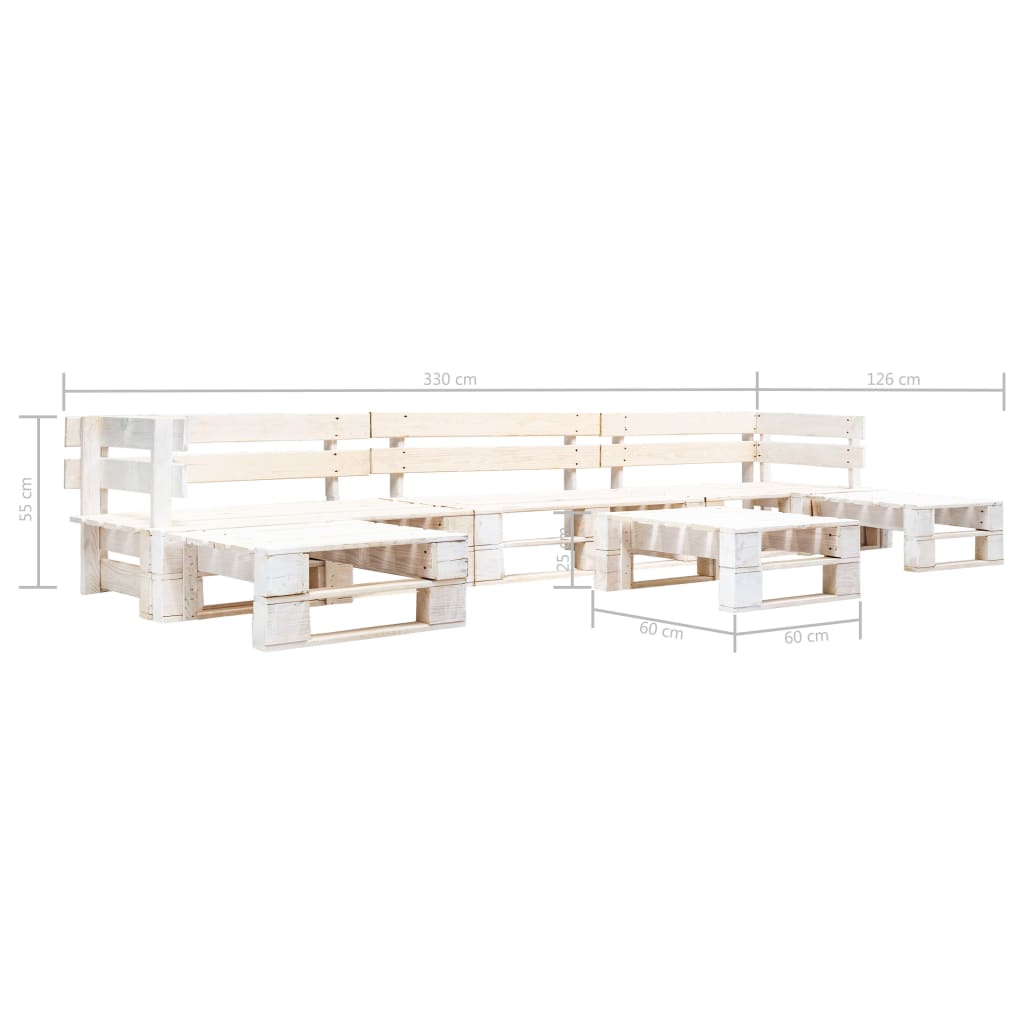 vidaXL Set mobilier grădină din paleți, 6 piese, alb, lemn vidaXL Set mobilier grădină din paleți, 6 piese, alb, lemn
