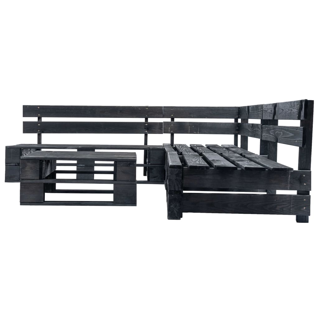 vidaXL Set mobilier grădină din paleți, negru, 4 piese, lemn vidaXL Set mobilier grădină din paleți, negru, 4 piese, lemn