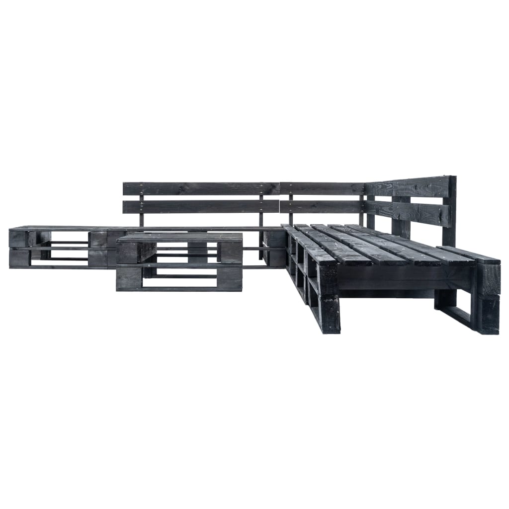 vidaXL Set mobilier de grădină din paleți, 6 piese, negru, lemn vidaXL Set mobilier de grădină din paleți, 6 piese, negru, lemn