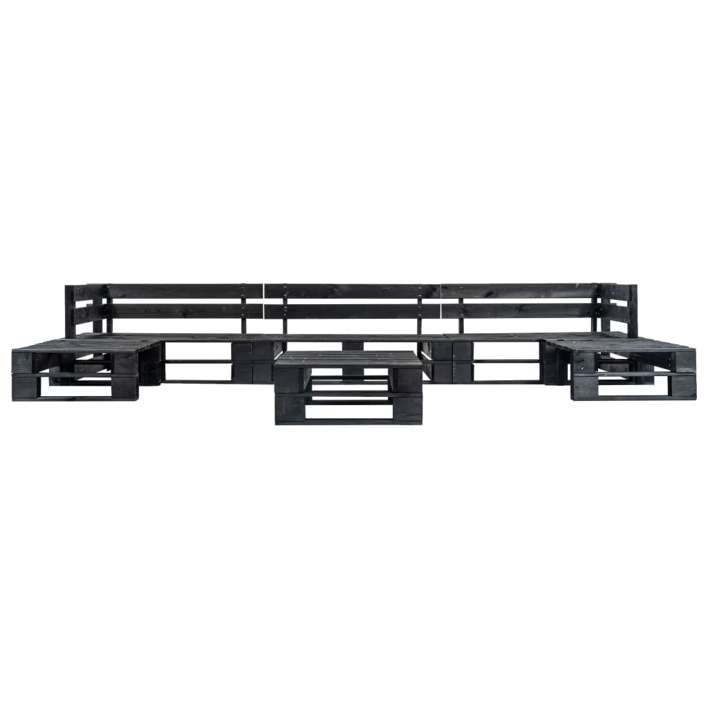 vidaXL Set mobilier grădină din paleți, 6 piese, negru, lemn