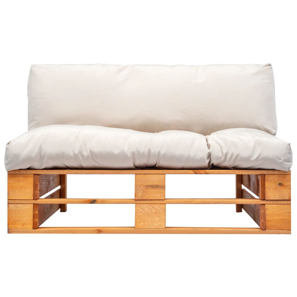 vidaXL Canapea din paleți de grădină, cu perne nisipii, lemn de pin