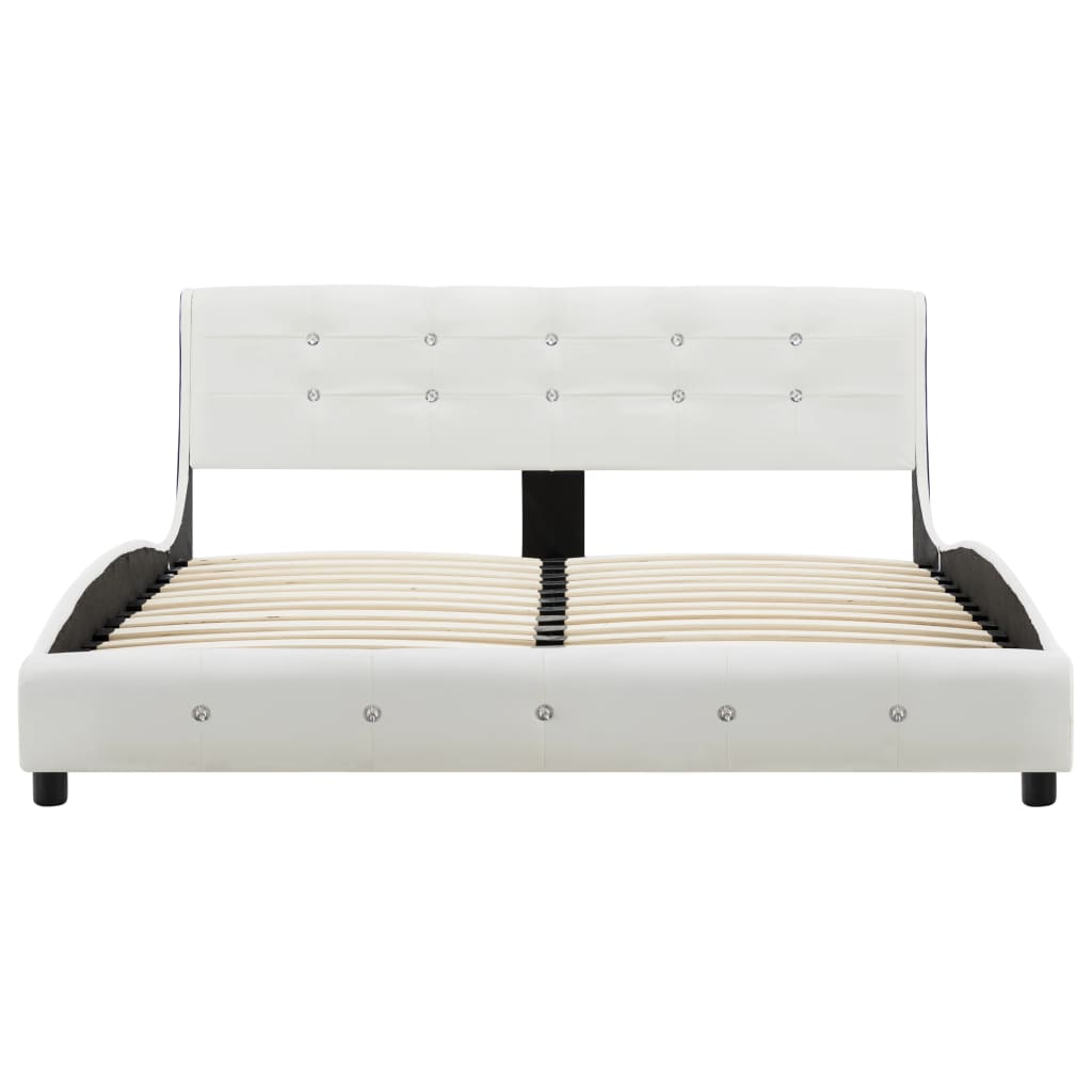 vidaXL Pat cu saltea spumă memorie, alb, 140 x 200 cm, piele ecologică