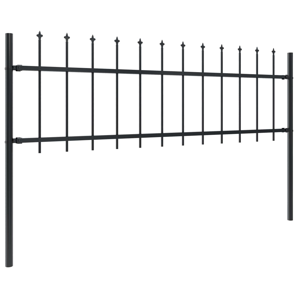 vidaXL Gard de grădină cu vârf tip suliță din oțel 714,5x60 cm, negru