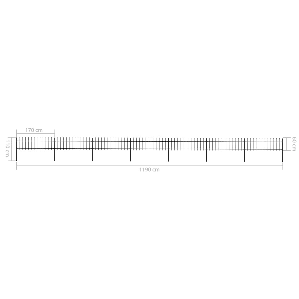 vidaXL Gard de grădină cu vârf tip suliță din oțel 1248x60 cm, negru vidaXL Gard de grădină cu vârf tip suliță din oțel 1248x60 cm, negru