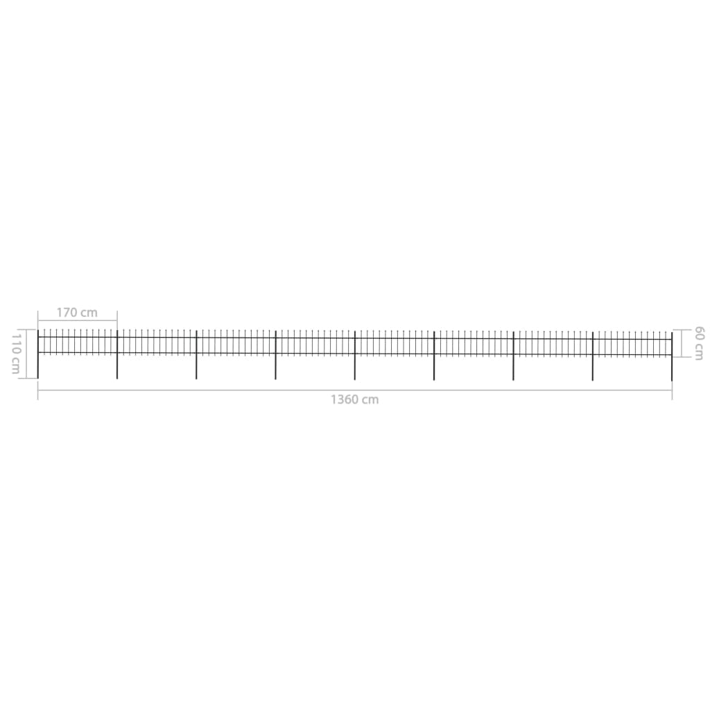 vidaXL Gard de grădină cu vârf tip suliță din oțel 1426x60 cm, negru vidaXL Gard de grădină cu vârf tip suliță din oțel 1426x60 cm, negru