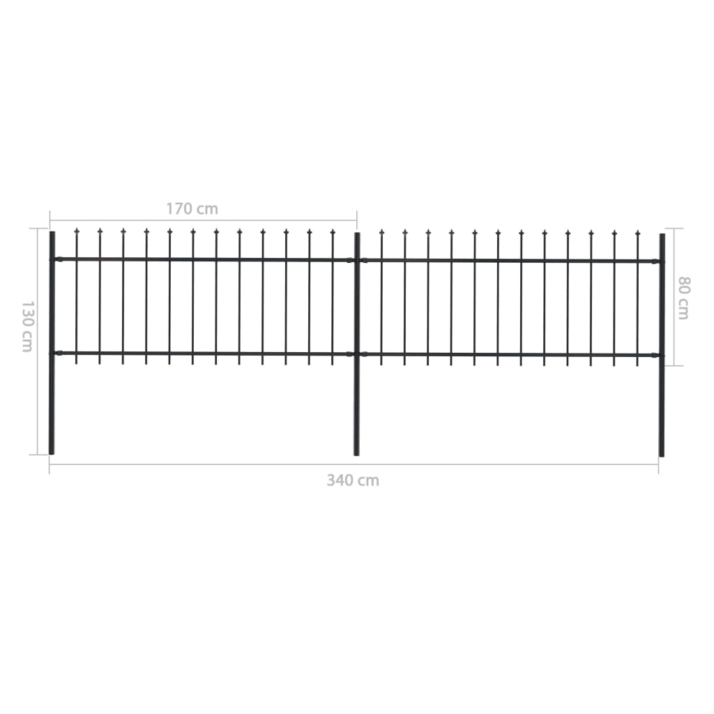 vidaXL Gard de grădină cu vârf tip suliță din oțel, 359x80 cm, negru vidaXL Gard de grădină cu vârf tip suliță din oțel, 359x80 cm, negru