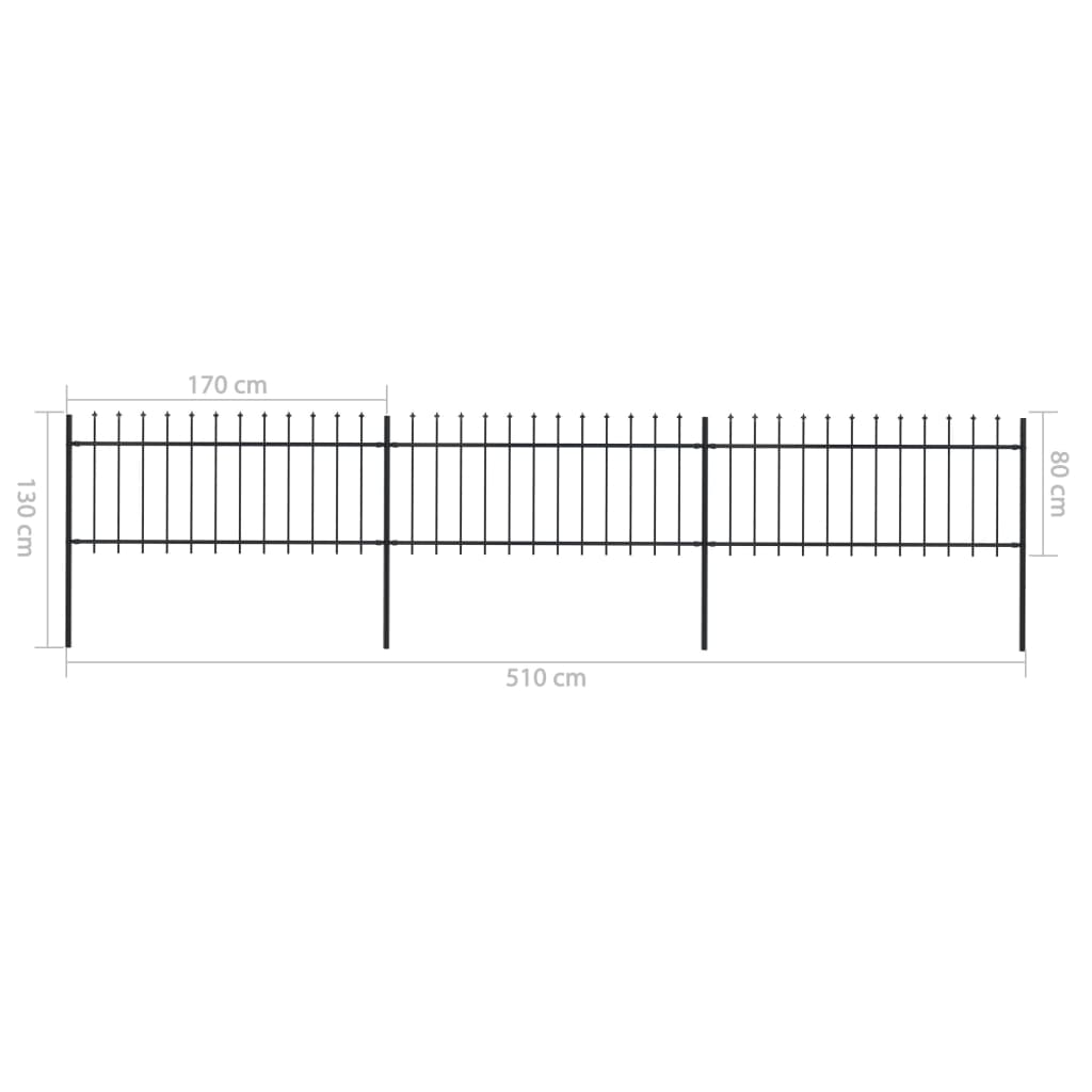 vidaXL Gard de grădină cu vârf tip suliță din oțel, 537x80 cm, negru vidaXL Gard de grădină cu vârf tip suliță din oțel, 537x80 cm, negru