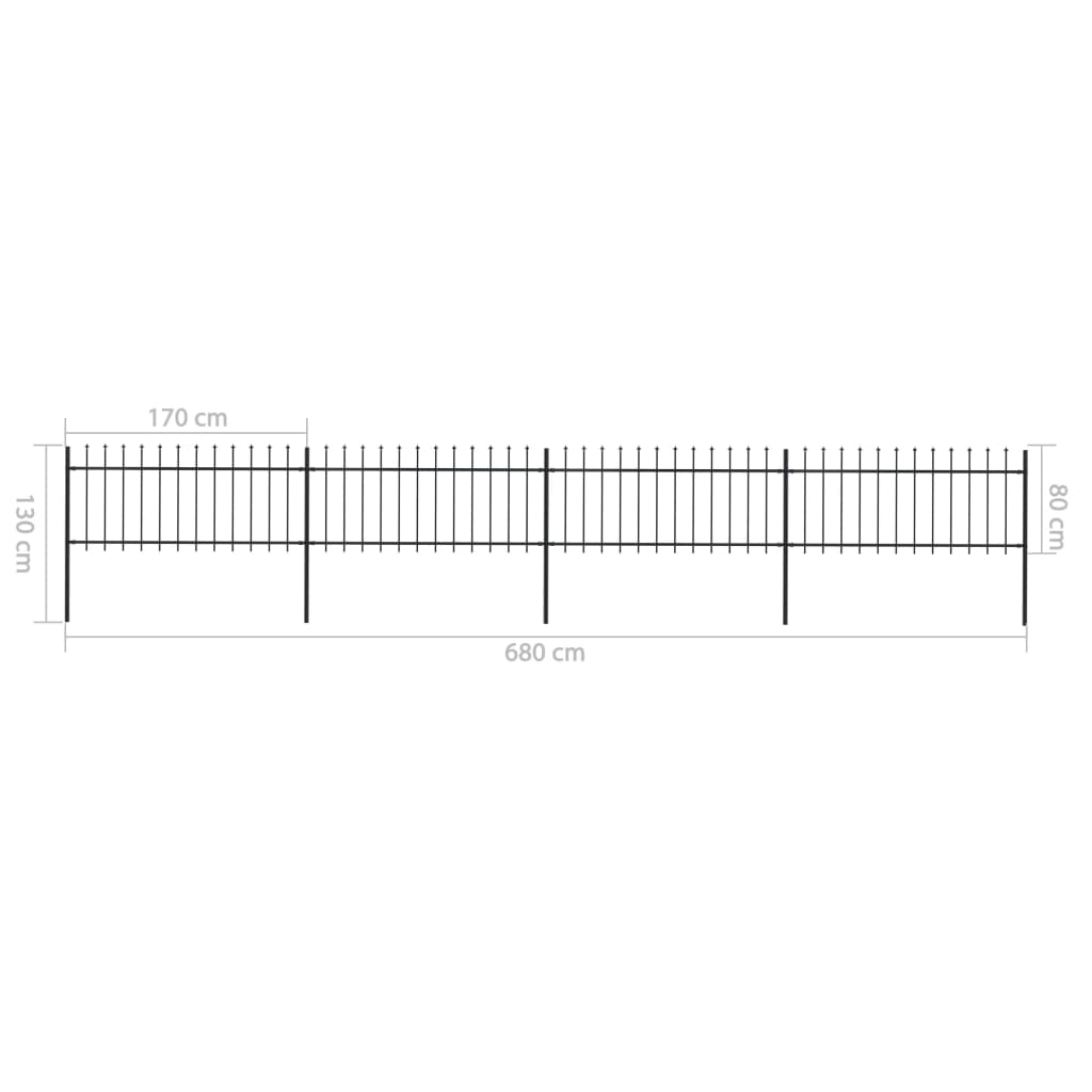vidaXL Gard de grădină cu vârf tip suliță din oțel 714,5x80 cm, negru vidaXL Gard de grădină cu vârf tip suliță din oțel 714,5x80 cm, negru