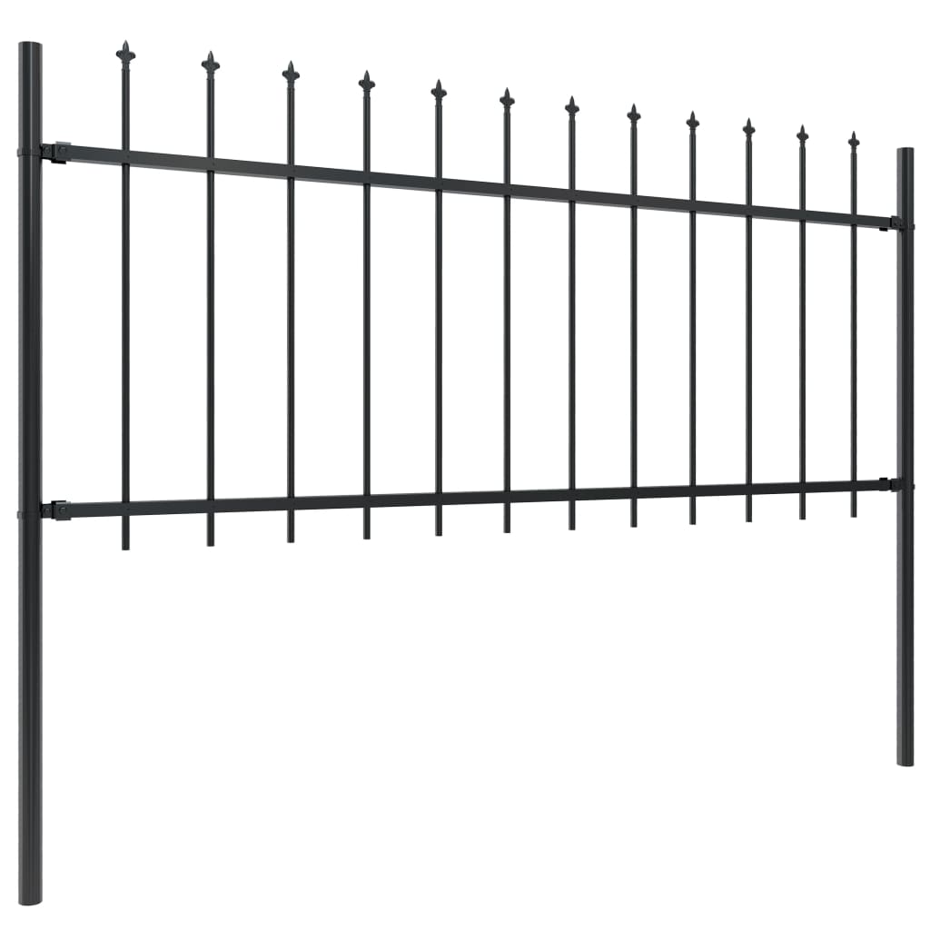 vidaXL Gard de grădină cu vârf tip suliță din oțel 892,5x80 cm, negru vidaXL Gard de grădină cu vârf tip suliță din oțel 892,5x80 cm, negru