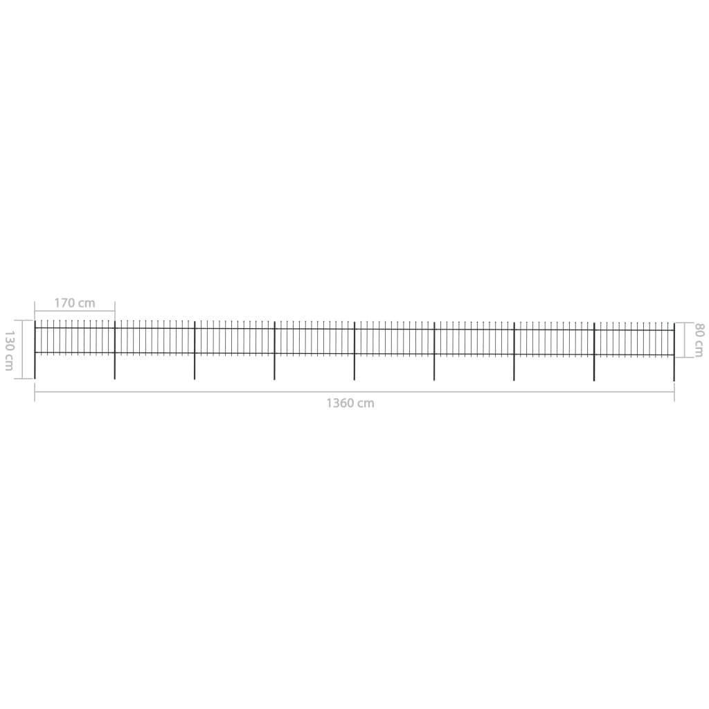 vidaXL Gard de grădină cu vârf tip suliță din oțel 1426x80 cm, negru