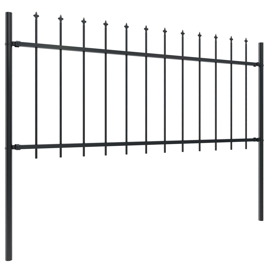 vidaXL Gard de grădină cu vârf tip suliță din oțel 1603,5x80 cm, negru