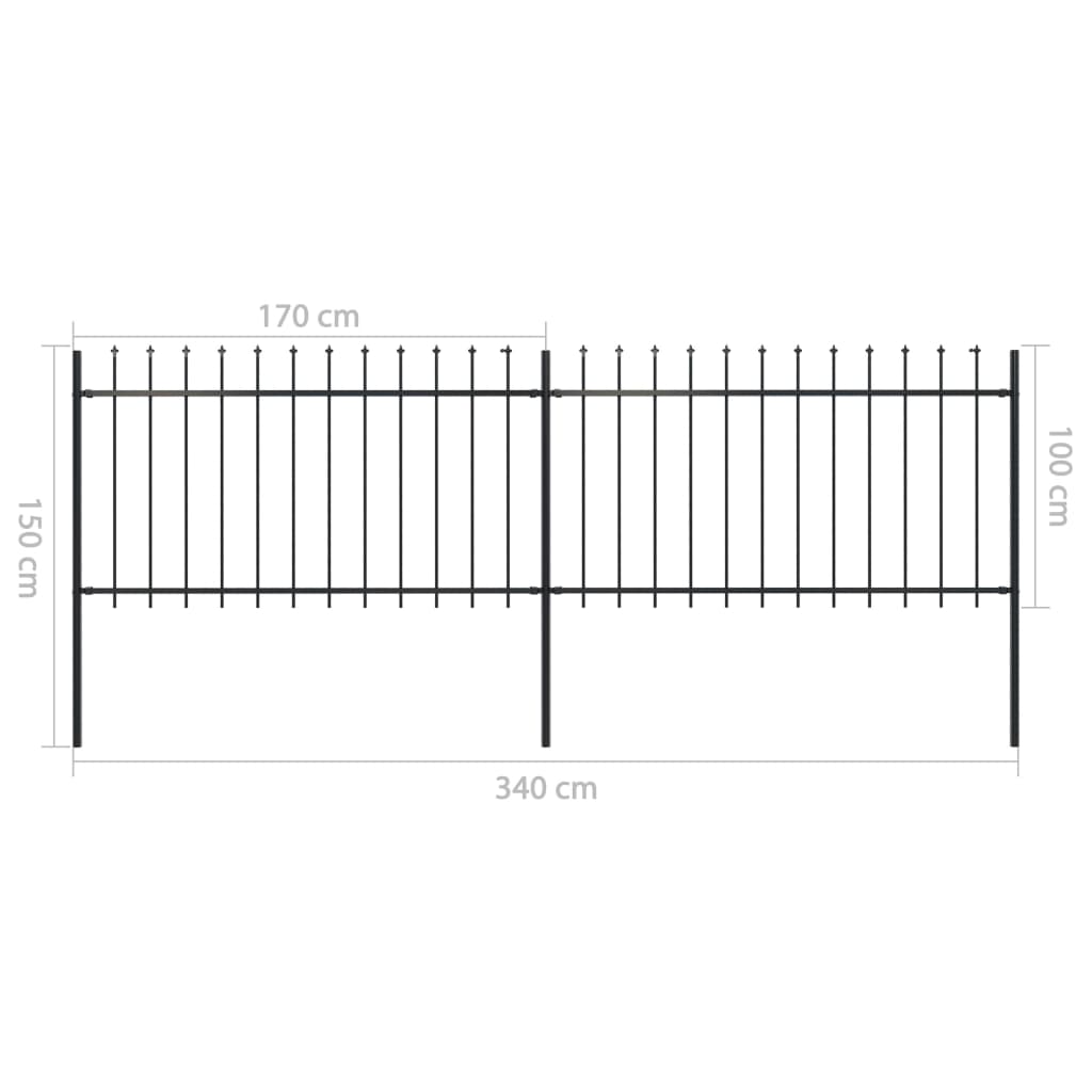 vidaXL Gard de grădină cu vârf tip suliță din oțel, 359x100 cm, negru vidaXL Gard de grădină cu vârf tip suliță din oțel, 359x100 cm, negru