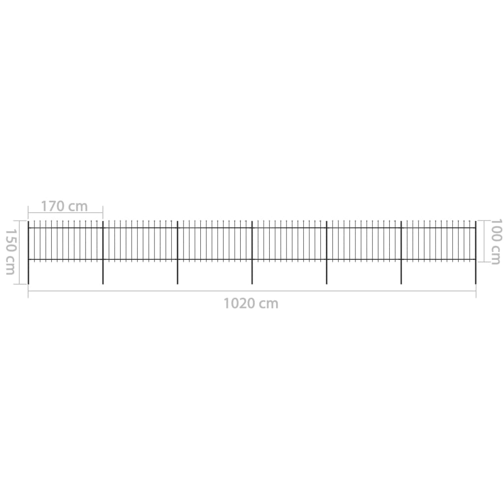 vidaXL Gard de grădină cu vârf tip suliță din oțel 1070x100 cm, negru