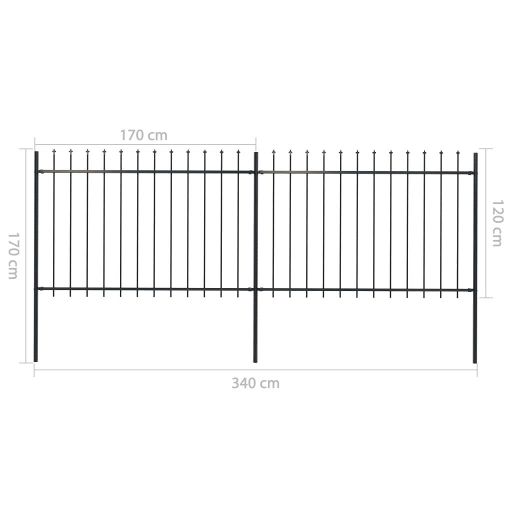 vidaXL Gard de grădină cu vârf suliță, negru, 3,4 m, oțel