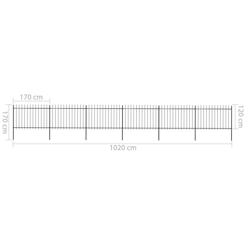 vidaXL Gard de grădină cu vârf tip suliță din oțel 1070x120 cm, negru vidaXL Gard de grădină cu vârf tip suliță din oțel 1070x120 cm, negru